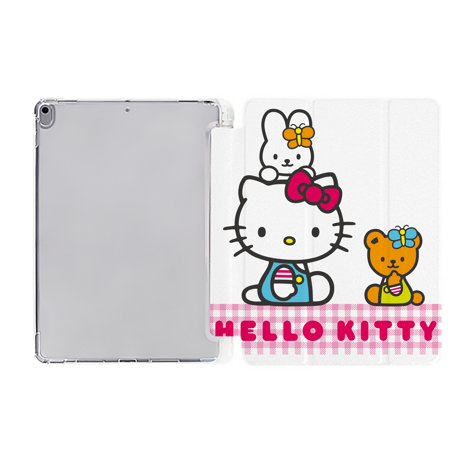 （画像用） Hello Kitty ハローキティ IPad ケース ペン収納付き 三つ折りスタンド PUレザー×シリコン 対応機種9.5/10.5/10.9インチ